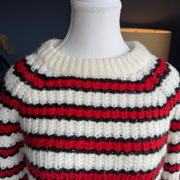 Zara Fancy Collection Red Cream and Black Striped Sweater - Picture 4 of 12